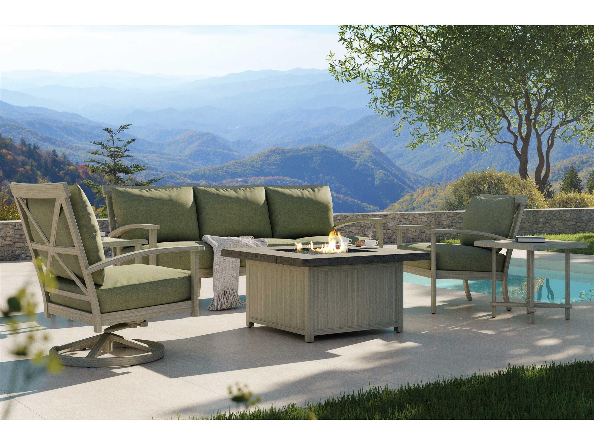 Castelle Biltmore Antler Hill Deep Seating Aluminum Fire Pit Patio Lounge Set