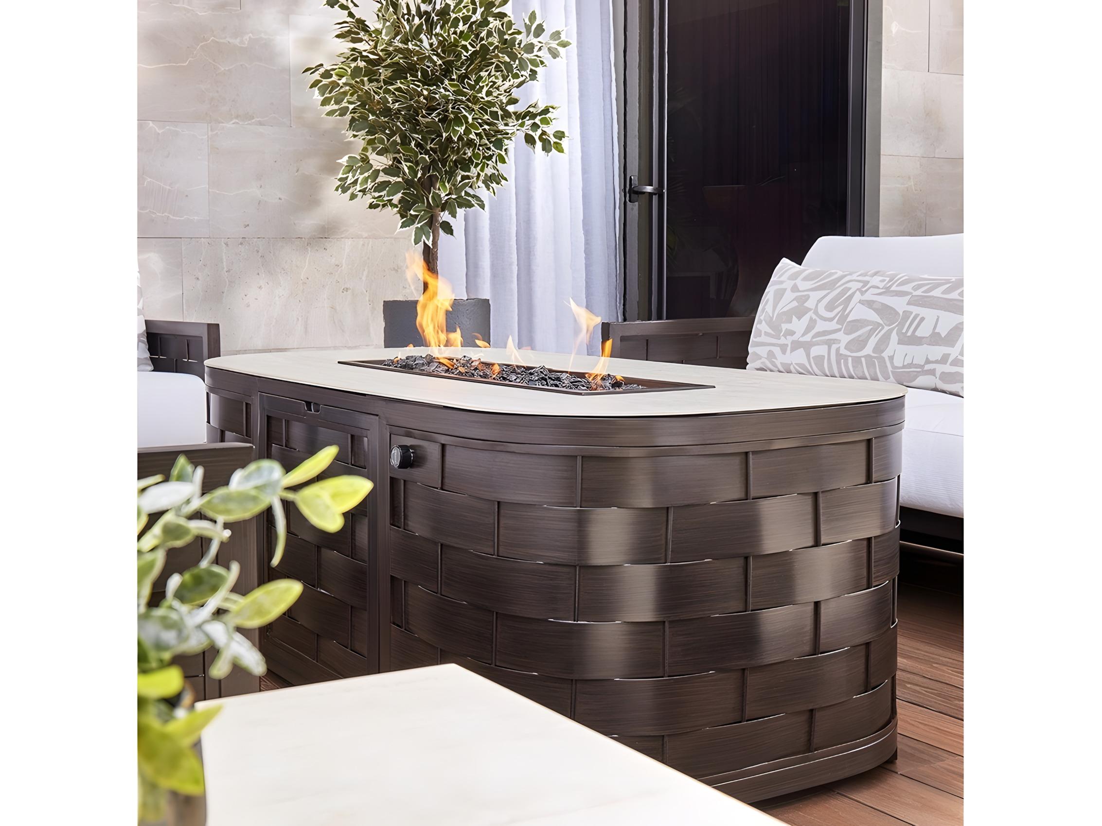 Castelle Biscayne Oval Coffee Table with Firepit