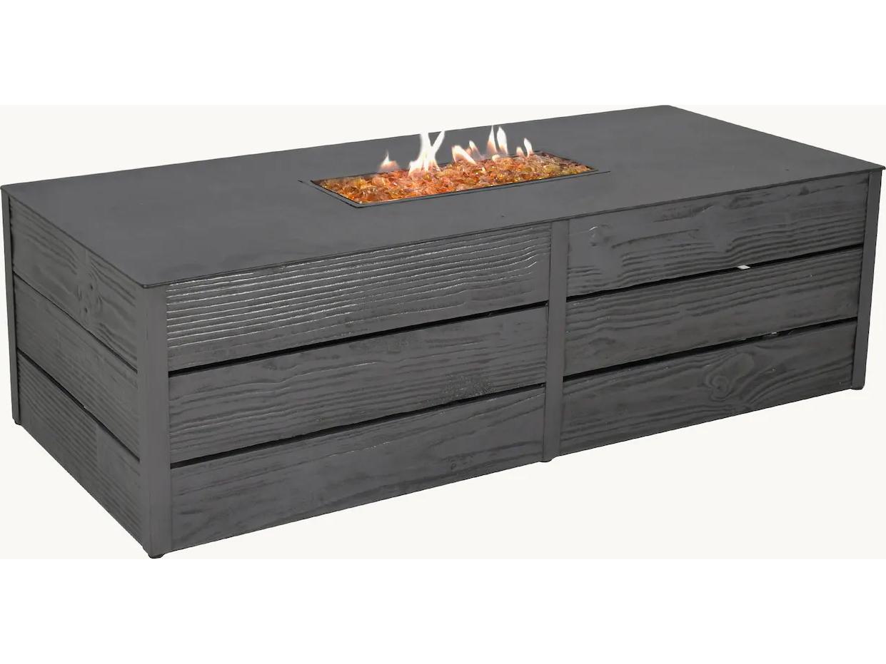 Castelle Natures Wood Aluminum Rectangular Coffee Outdoor Patio Fire Pit Table