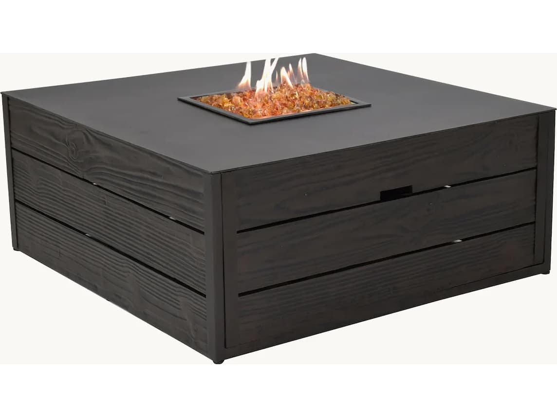 Castelle Natures Wood Aluminum Square Coffee Patio Fire Pit Table