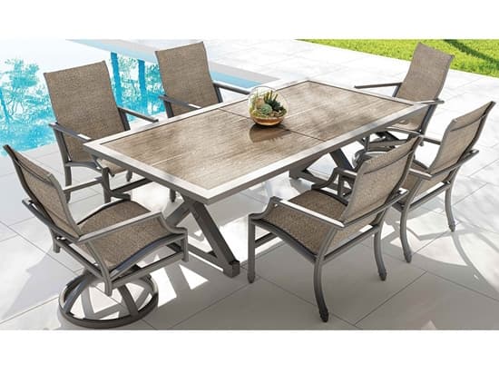 Castelle Lancaster Cushion Dining Aluminum Patio Dining Set