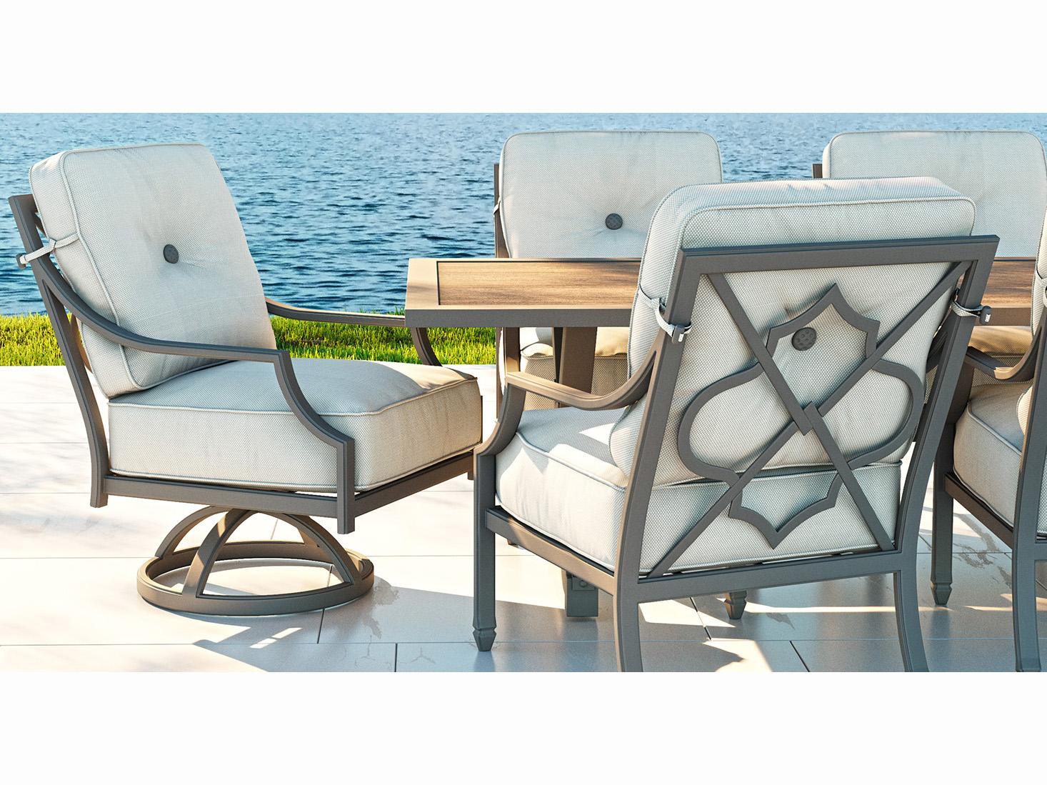 Castelle Lancaster Cushion Dining Aluminum Outdoor Dining Set