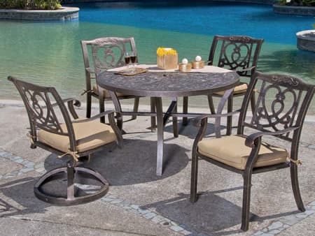 Castelle Madrid Cushion Dining Cast Aluminum Patio Dining Set