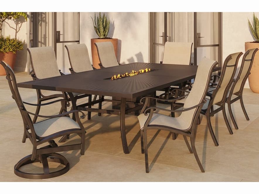 Castelle Madrid Sling Dining Cast Aluminum Outdoor Patio Dining Set