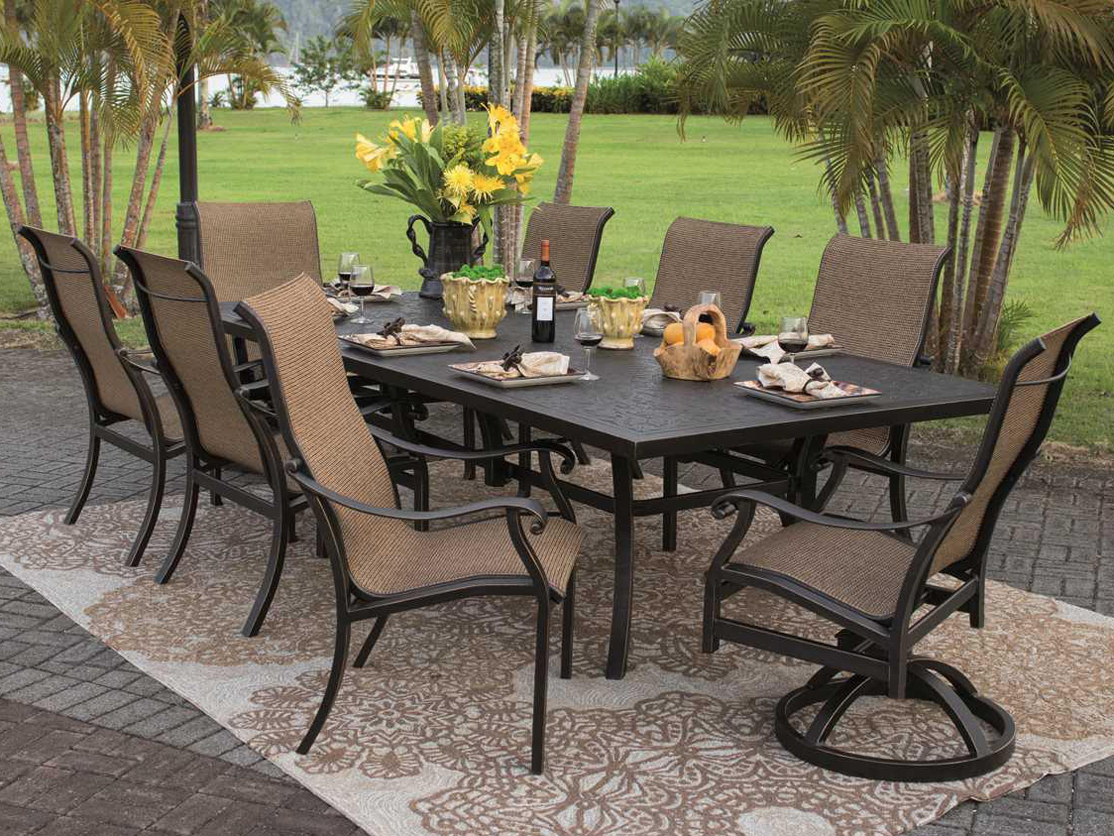 Castelle Madrid Sling Dining Cast Aluminum Patio Dining Set