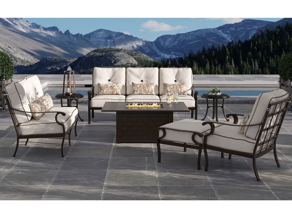 Castelle Monterey Deep Seating Cast Aluminum Outdoor Patio Lounge Set