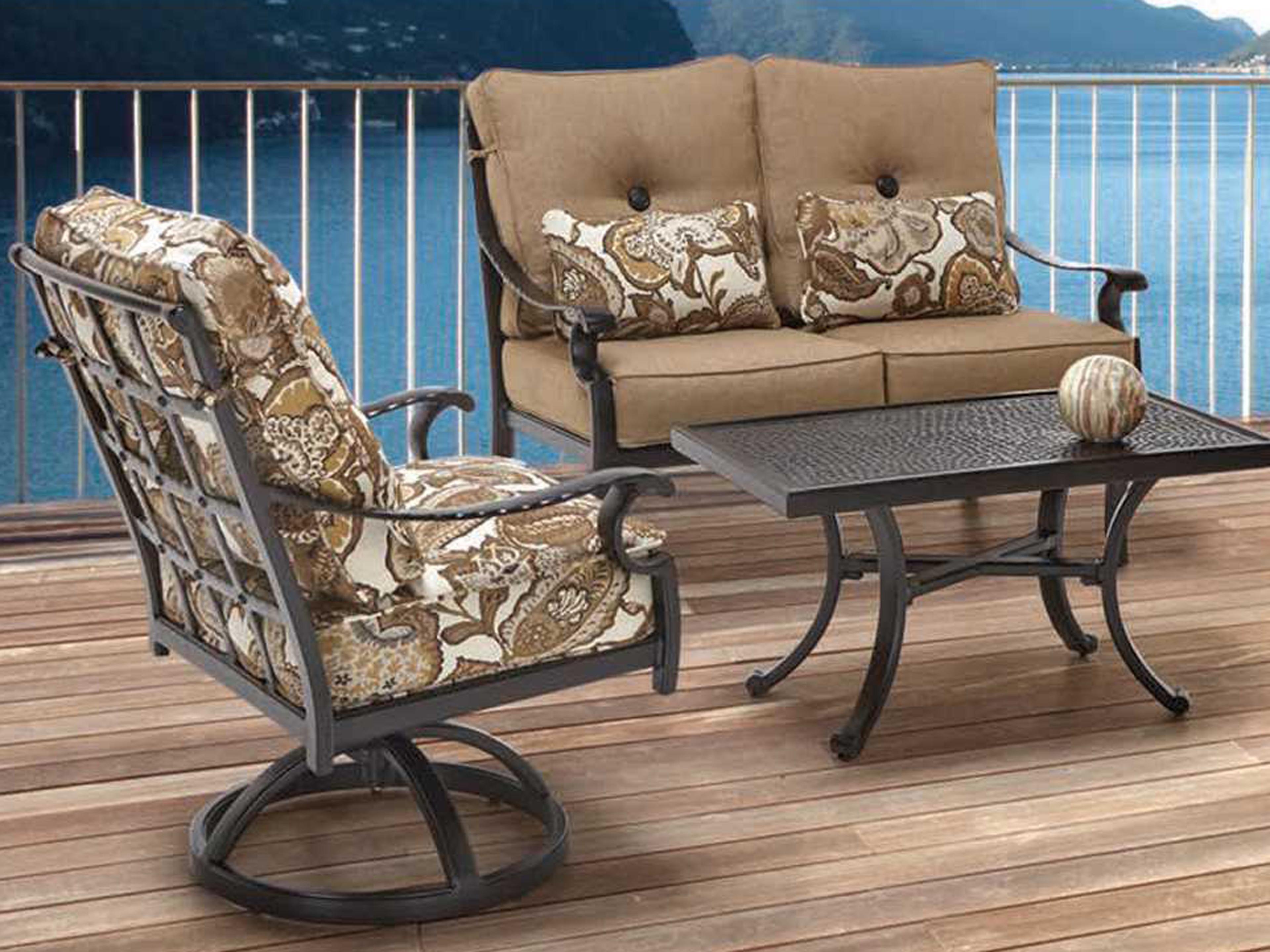 Castelle Monterey Cushion Cast Aluminum Conversation Patio Lounge Set