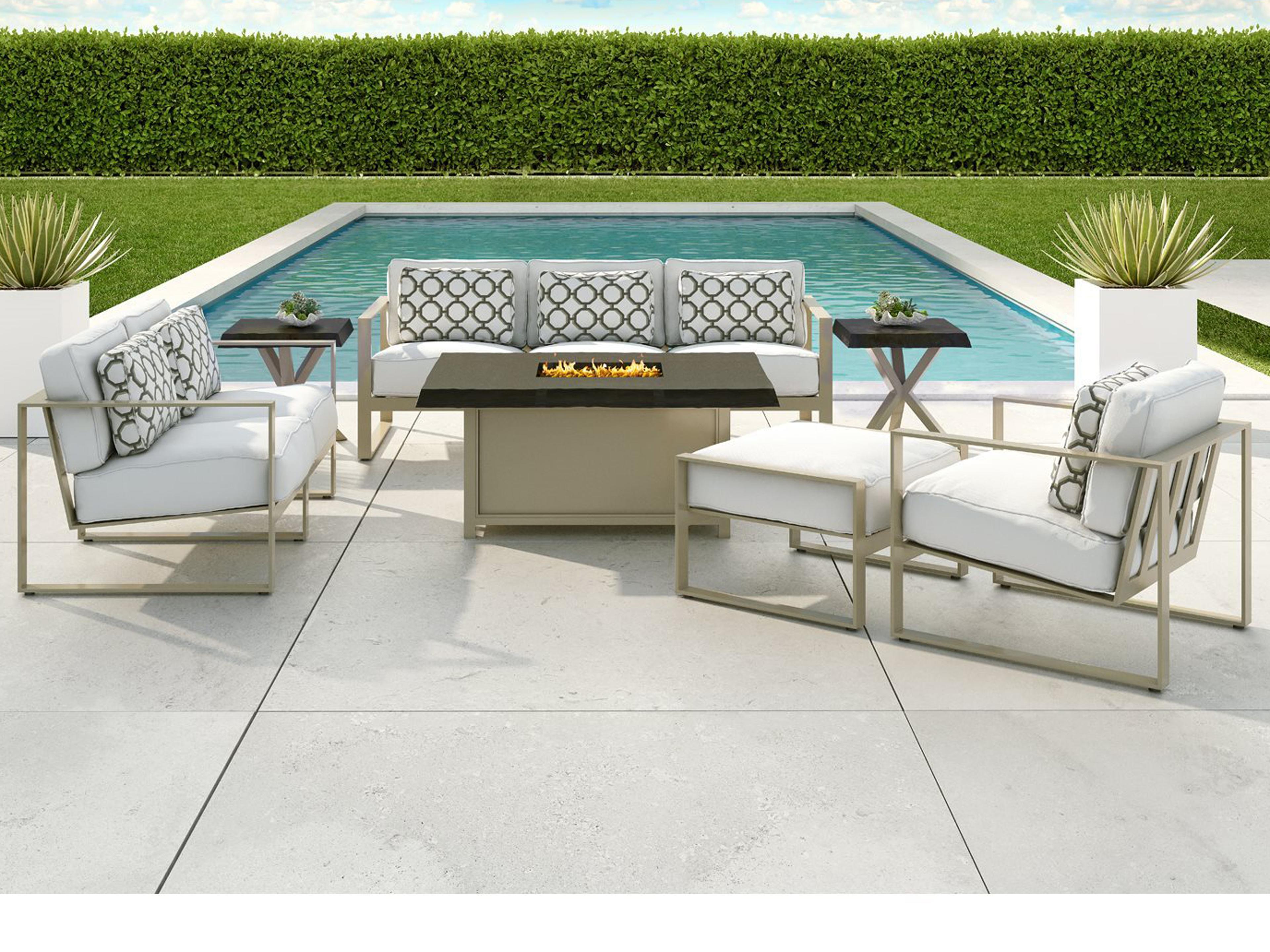 Castelle Park Place Deep Seating Cast Aluminum Fire Pit Outdoor Lounge Set