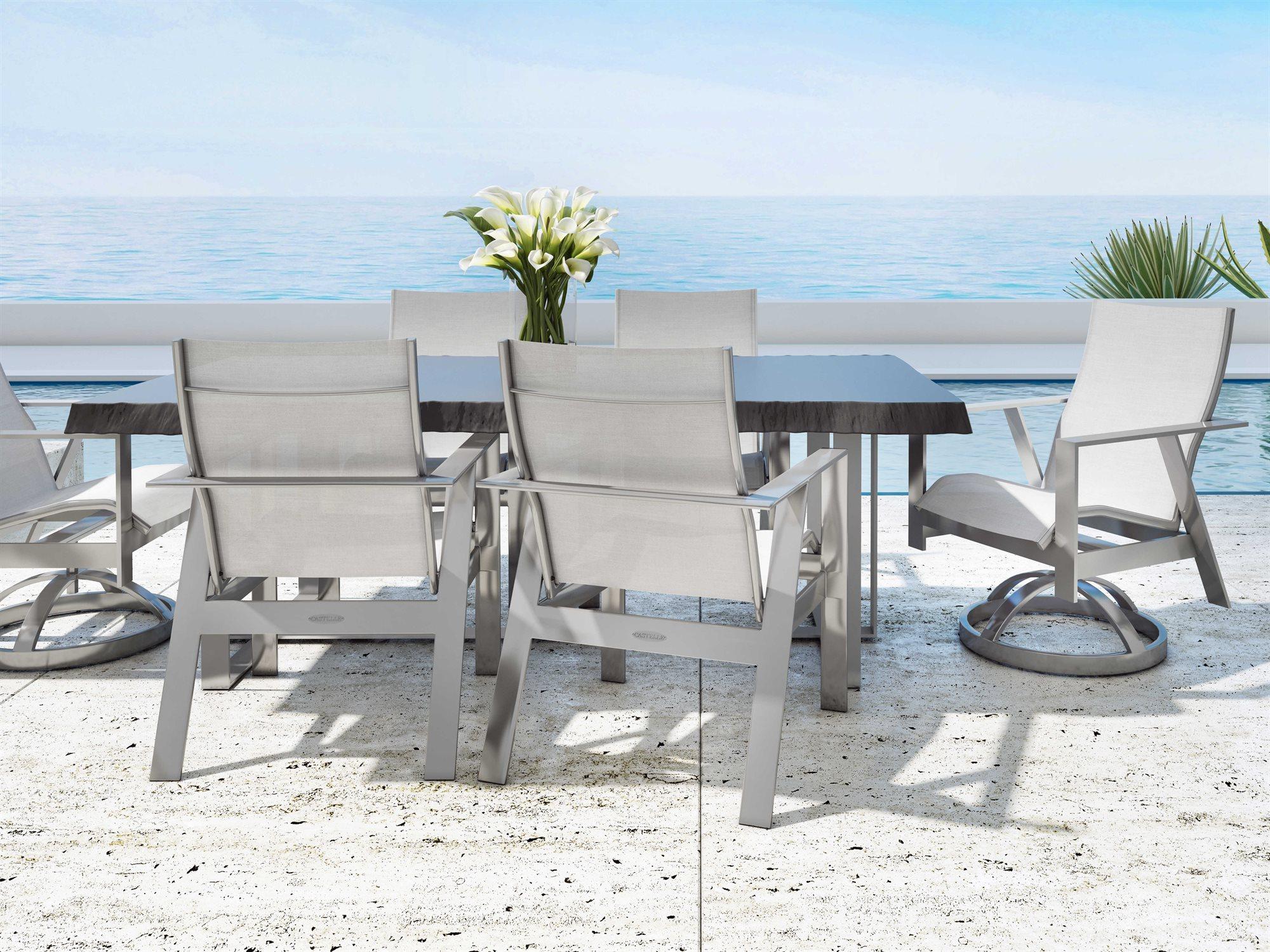 Castelle Trento Sling Cast Aluminum Outdoor Patio Dining Set
