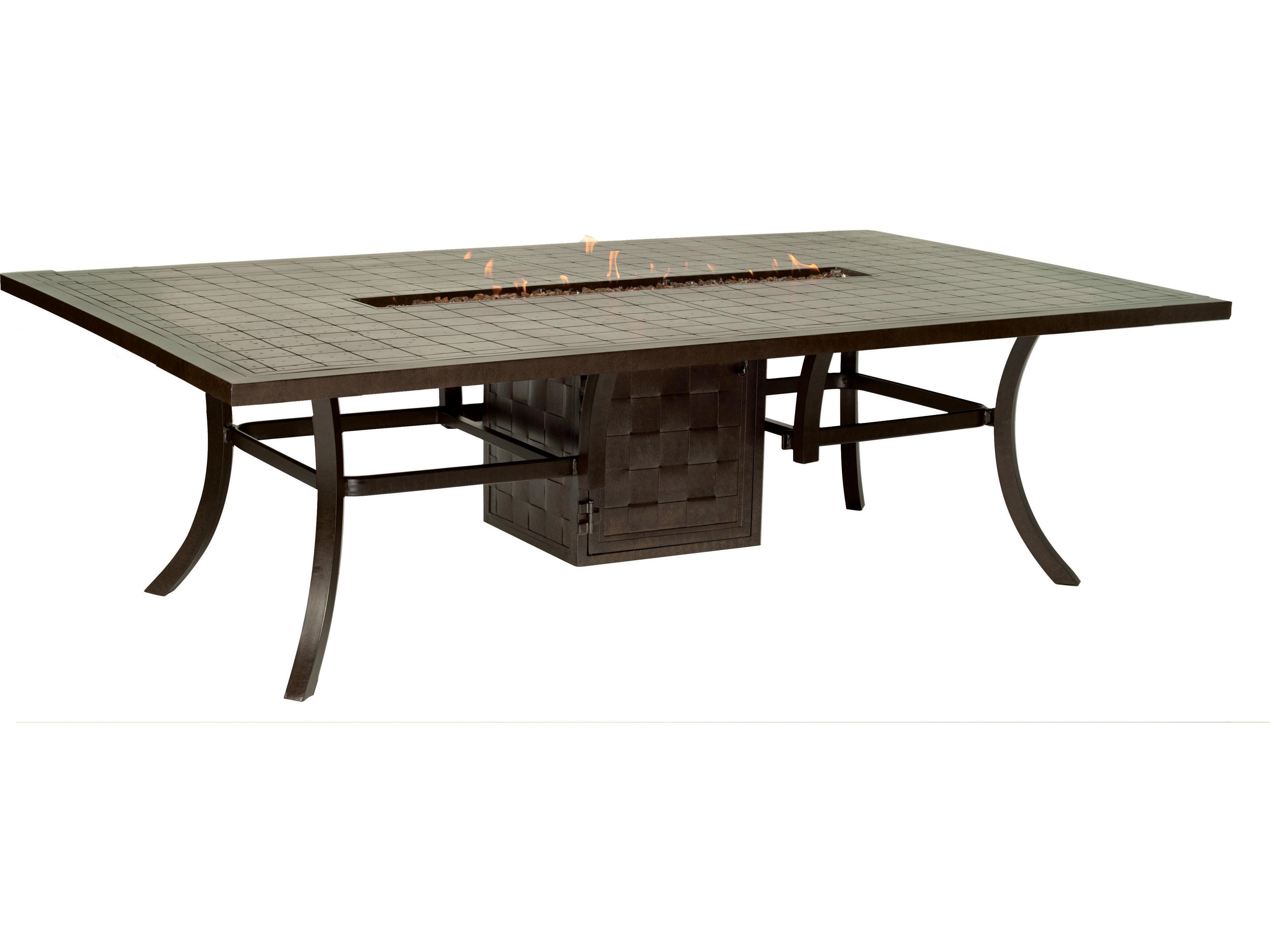 Castelle Classical Cast Aluminum Rectangular Dining Table with Firepit and Lid