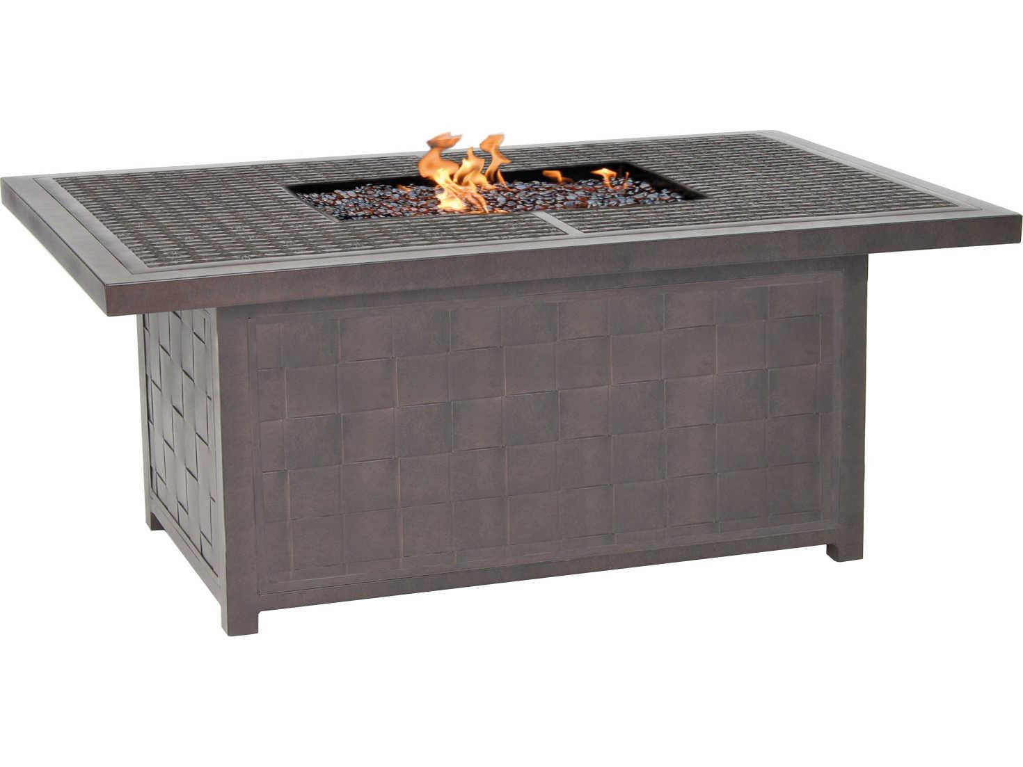 Castelle Classical Firepits Cast Aluminum Rectangular Outdoor Patio Fire Pit Table
