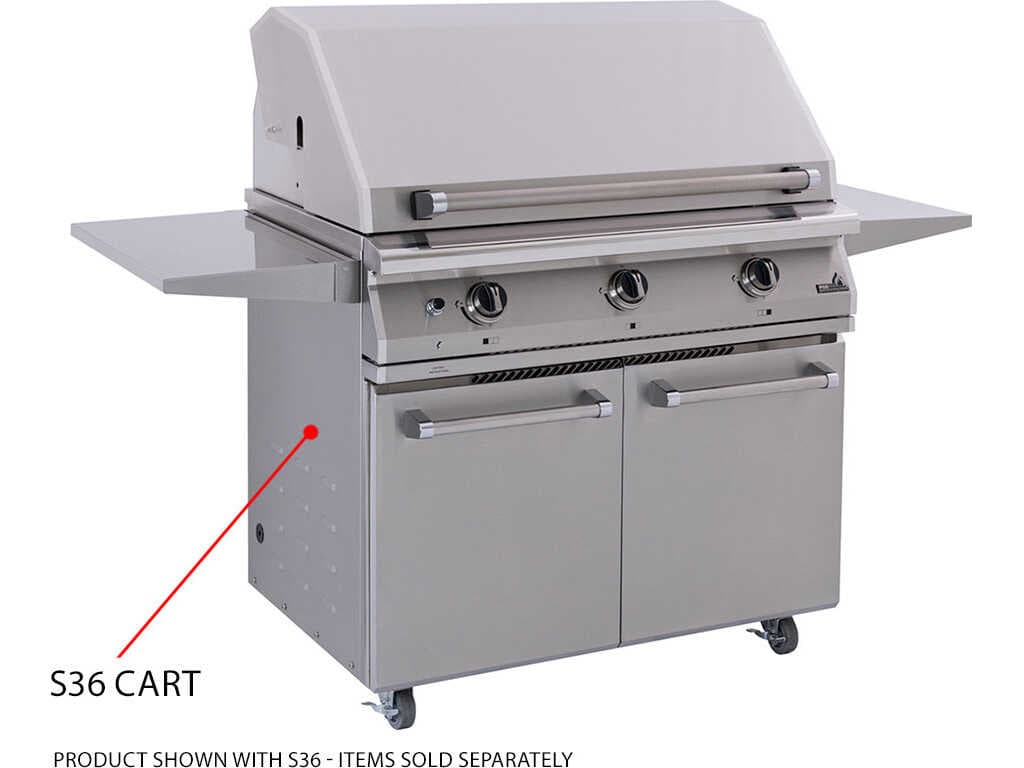 PGS Grills Legacy Stainless Steel Portable Cart for Pacifica Grills with Two Side Shelves