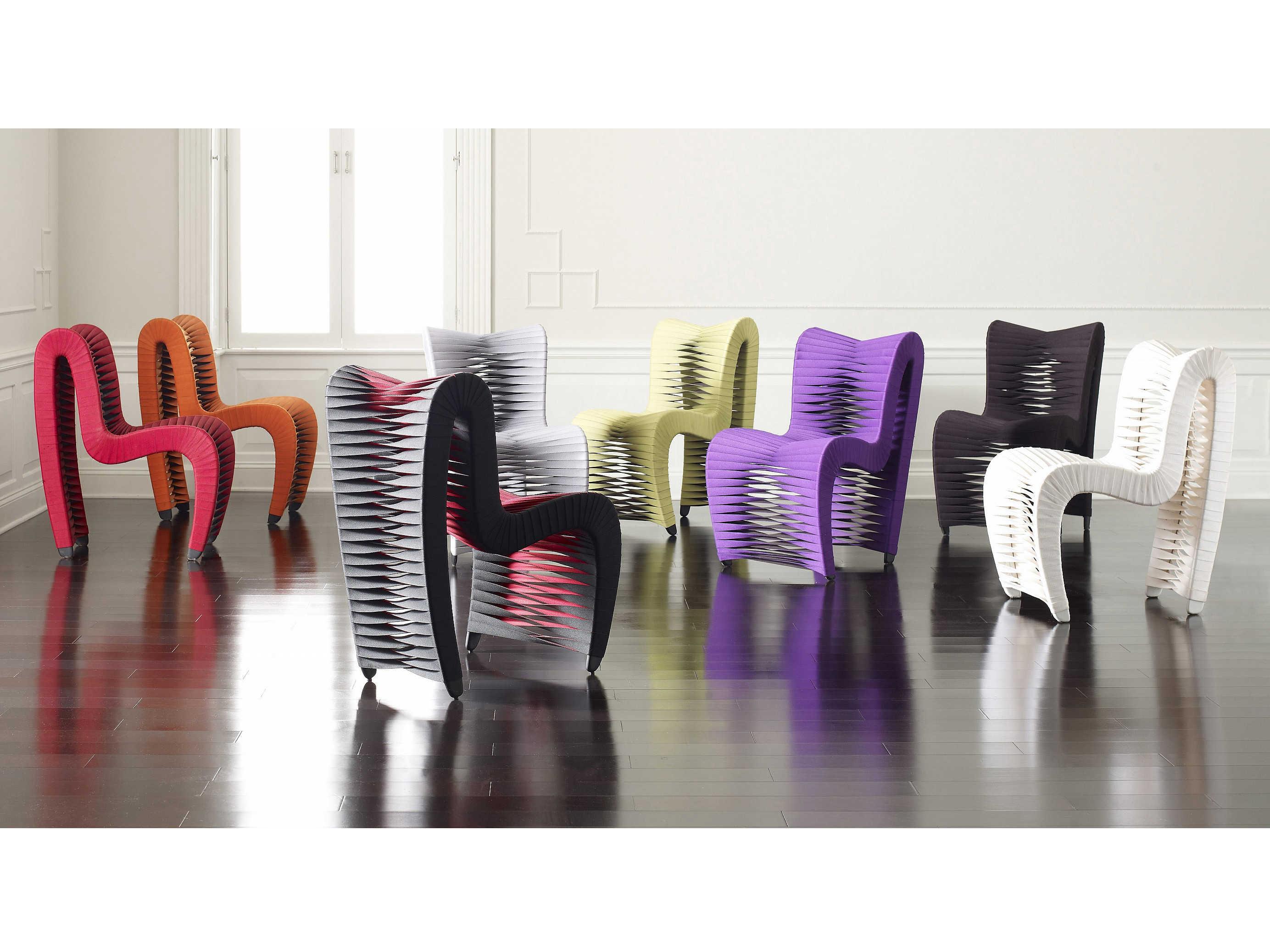 Phillips Collection Seat Belt Beige Upholstered Side Dining Chair