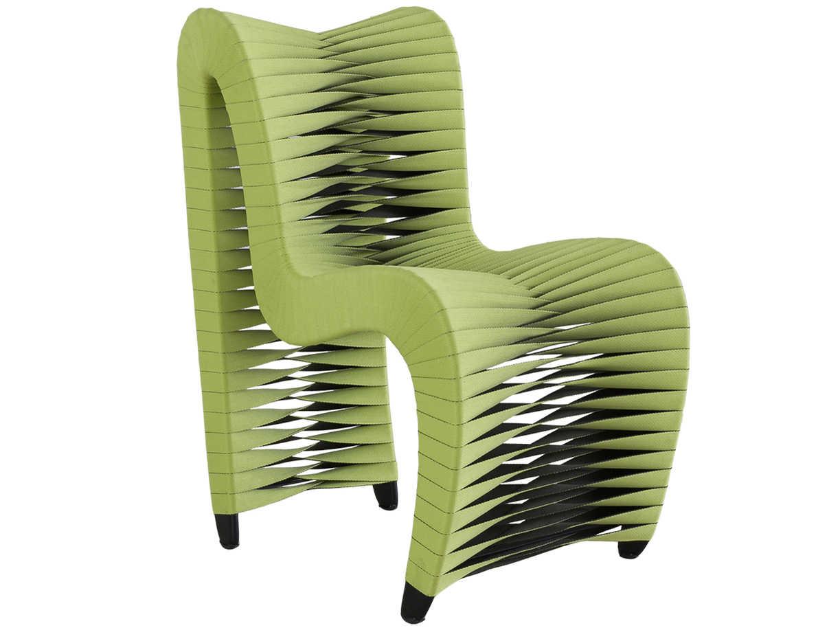 Phillips Collection Seat Belt Green Upholstered Side Dining Chair
