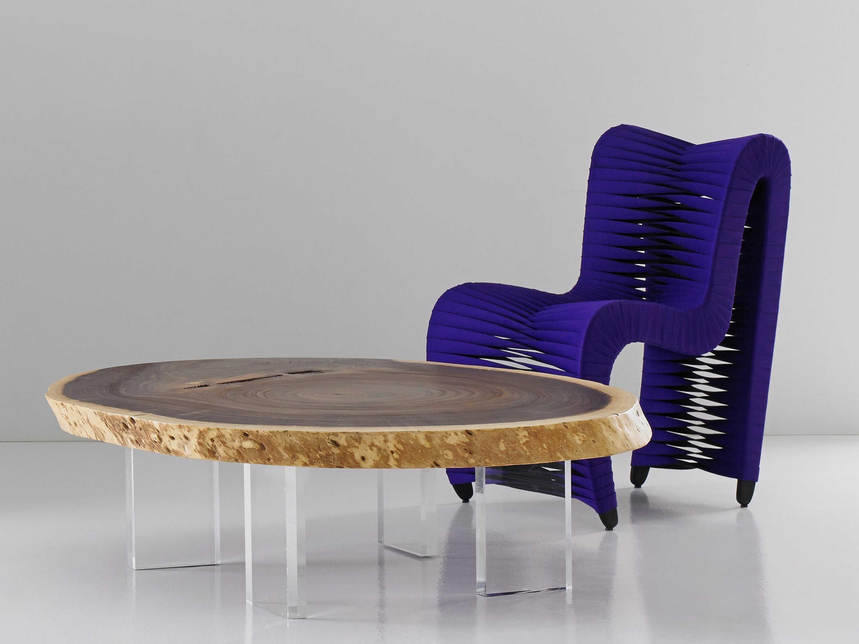 Phillips Collection Seat Belt Purple Upholstered Side Dining Chair