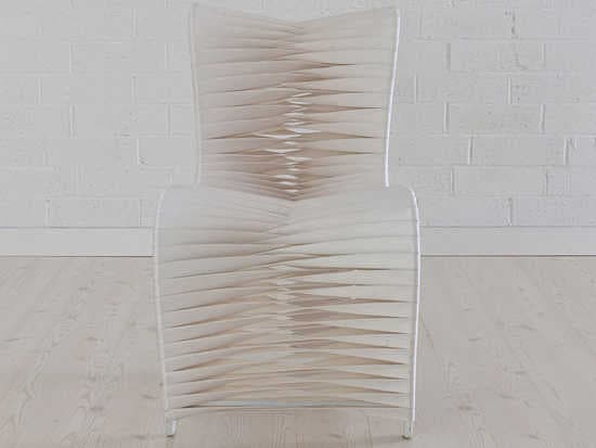 Phillips Collection Seat Belt White Upholstered Side Dining Chair