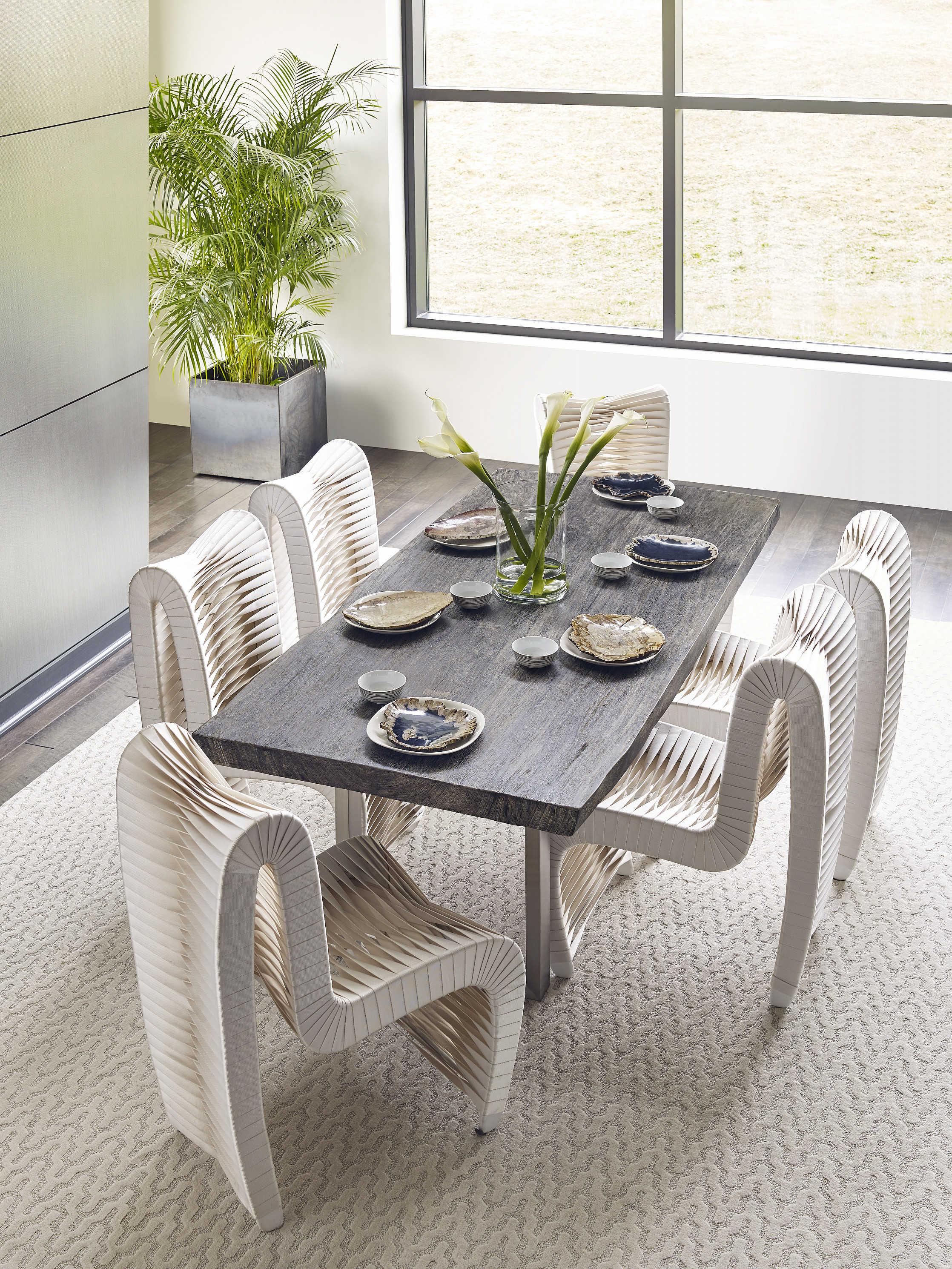 Phillips Collection Seat Belt White Upholstered Side Dining Chair