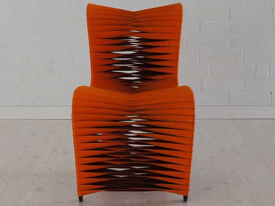 Phillips Collection Seat Belt Orange Upholstered Side Dining Chair