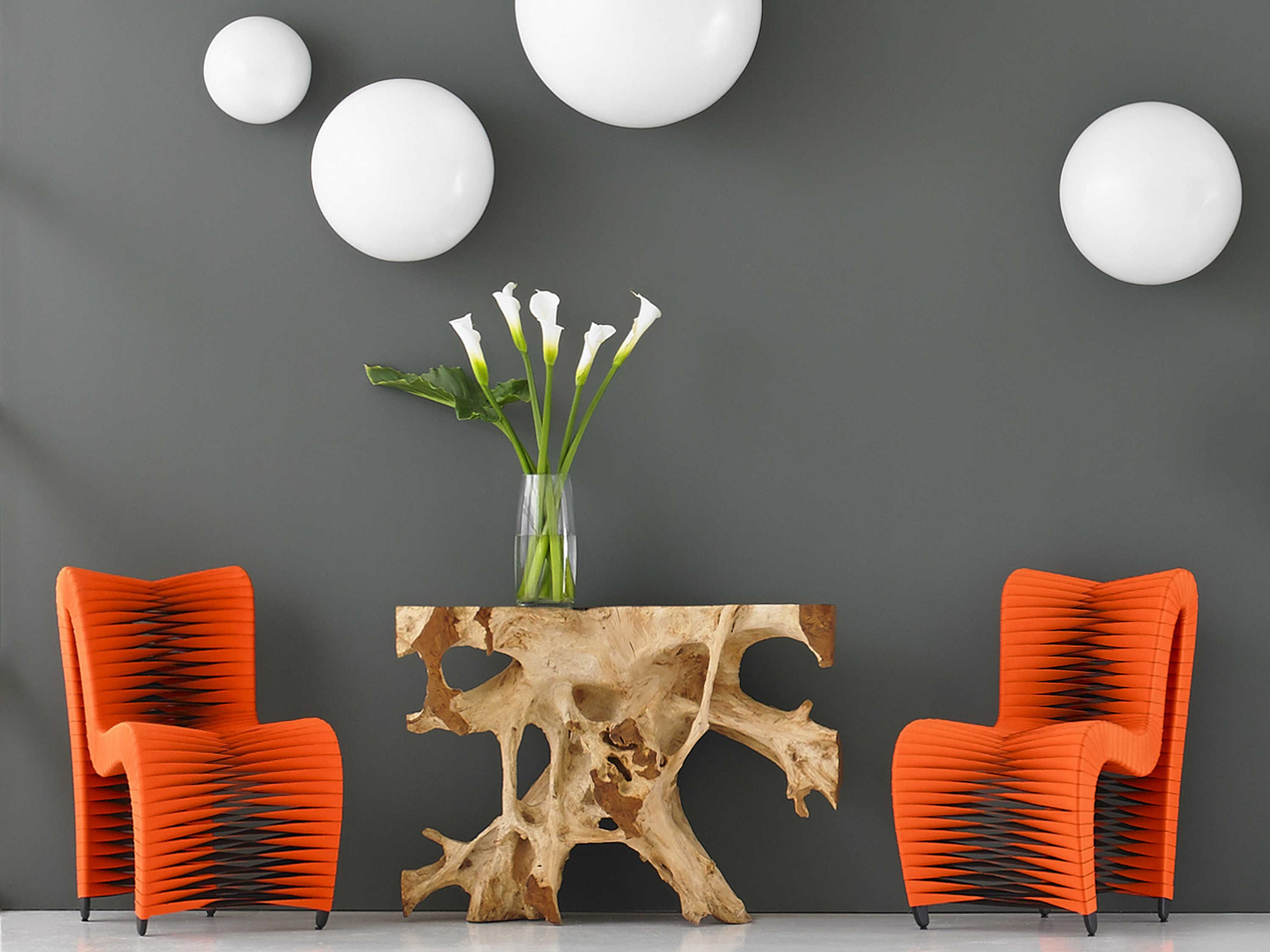 Phillips Collection Seat Belt Orange Upholstered Side Dining Chair