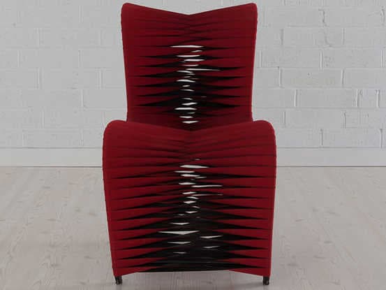 Phillips Collection Seat Belt Red Upholstered Side Dining Chair