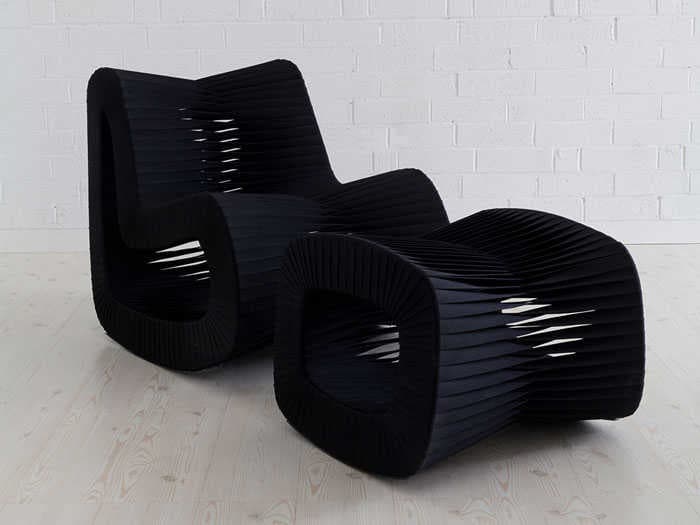 Phillips Collection Seat Belt Black Upholstered Ottoman