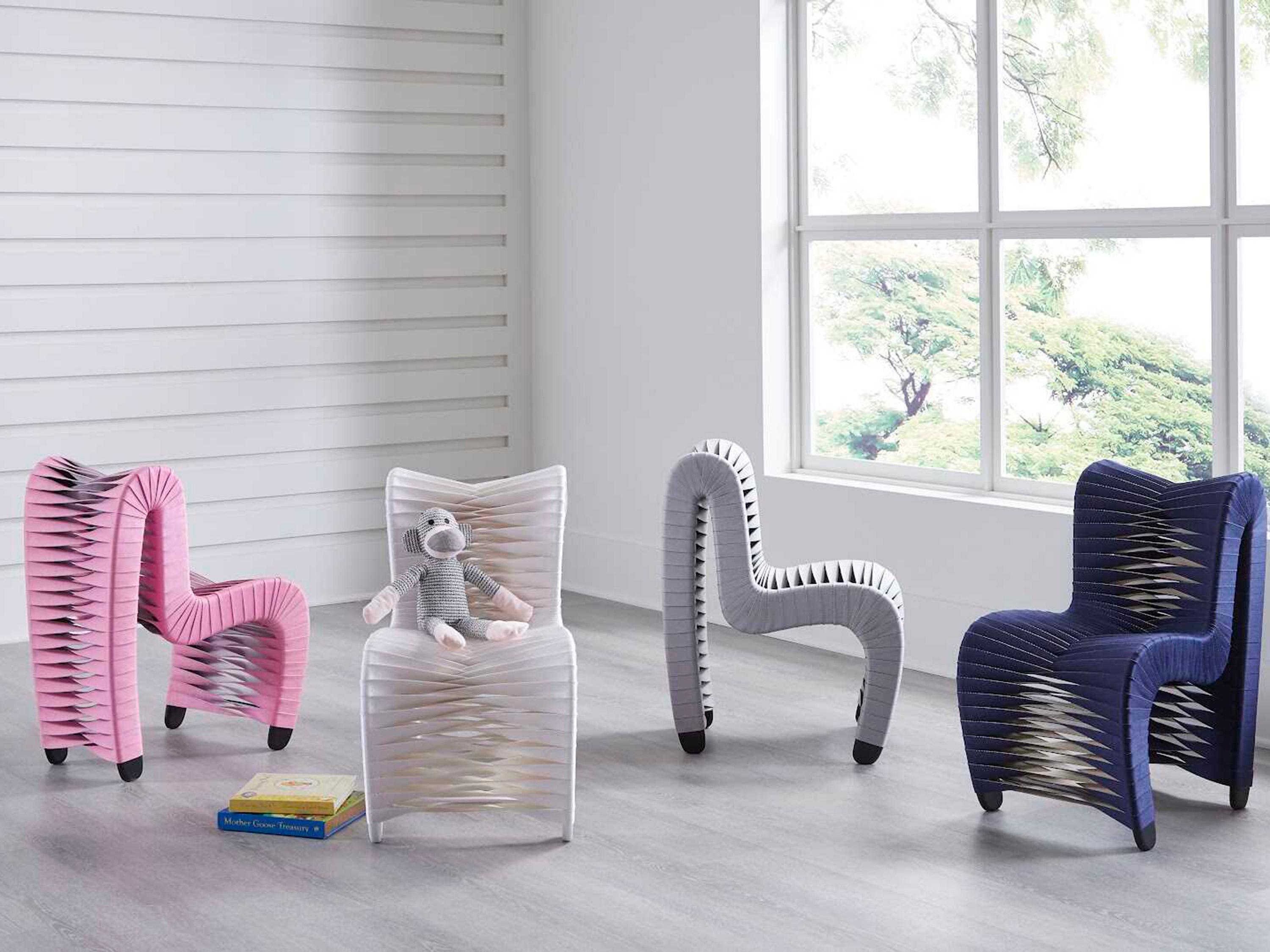 Phillips Collection Seat Belt Gray Upholstered Children's Side Dining Chair