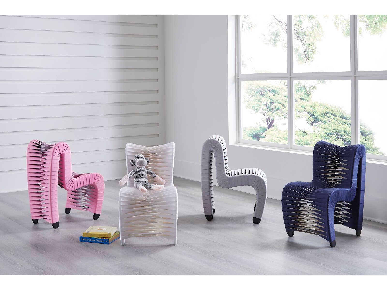 Phillips Collection Seat Belt Pink Upholstered Children's Side Dining Chair