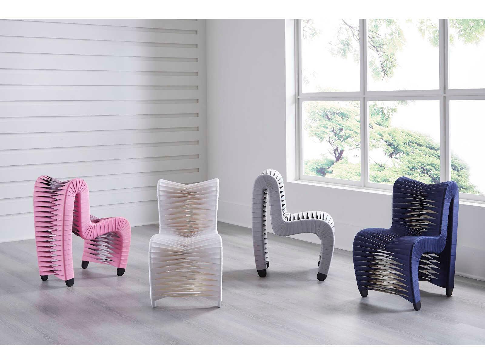 Phillips Collection Seat Belt Pink Upholstered Children's Side Dining Chair