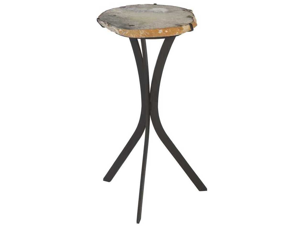 Phillips Collection 9" Round Stone Agate Iron End Table