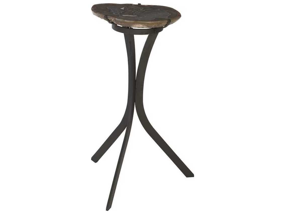 Phillips Collection 9" Round Stone Agate Iron End Table