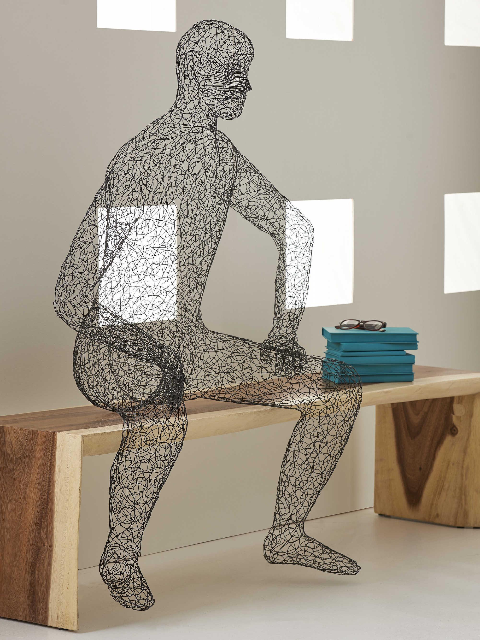 Phillips Collection Black Crazy Wire Lounging Male Sculpture