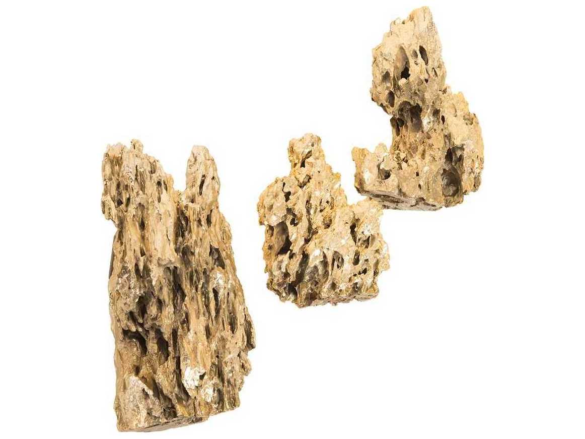 Phillips Collection Plated Brass Stalagmite 3D Wall Art Set of 3