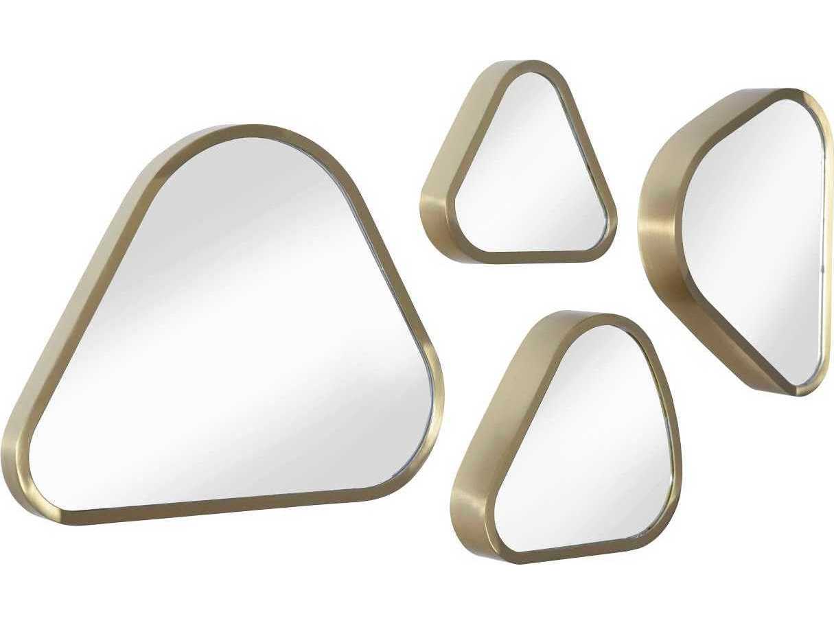 Phillips Collection Brushed Brass Pebble Mirrors Metal Wall Art Set of 4