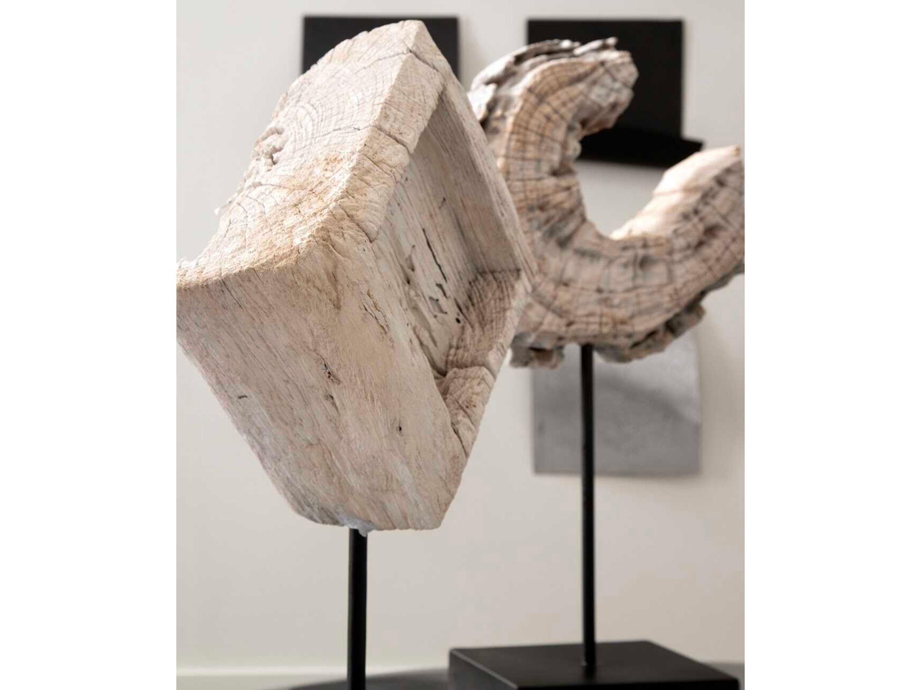 Phillips Collection Eroded Wood Circle Sculpture on Stand