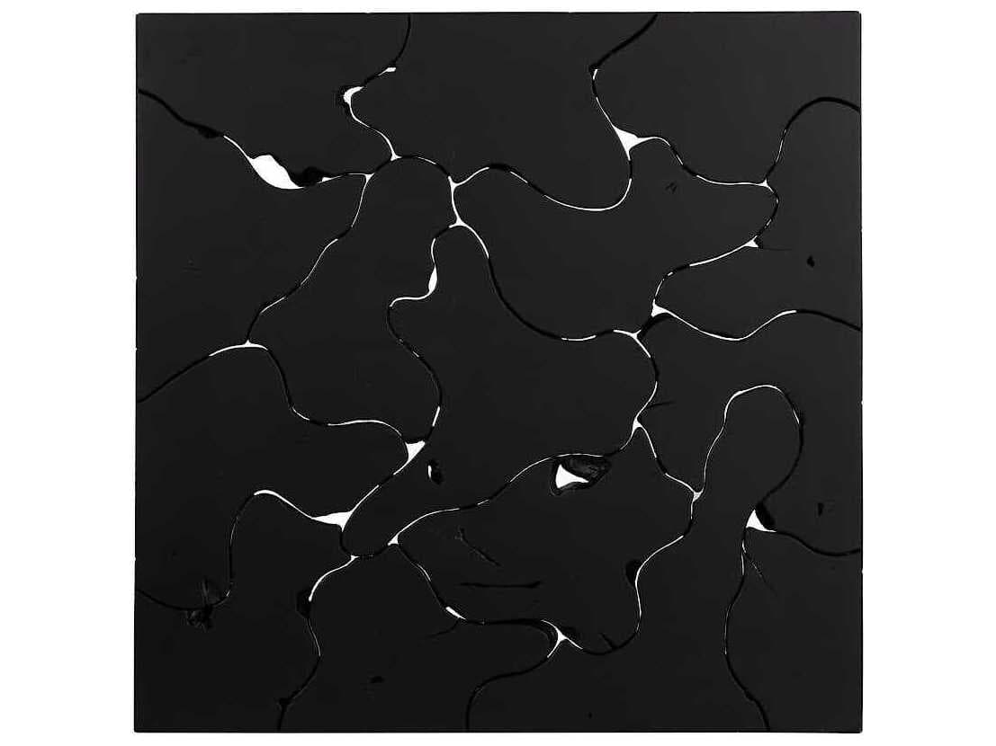 Phillips Collection Teak Slice Square Wood Black Coffee Table