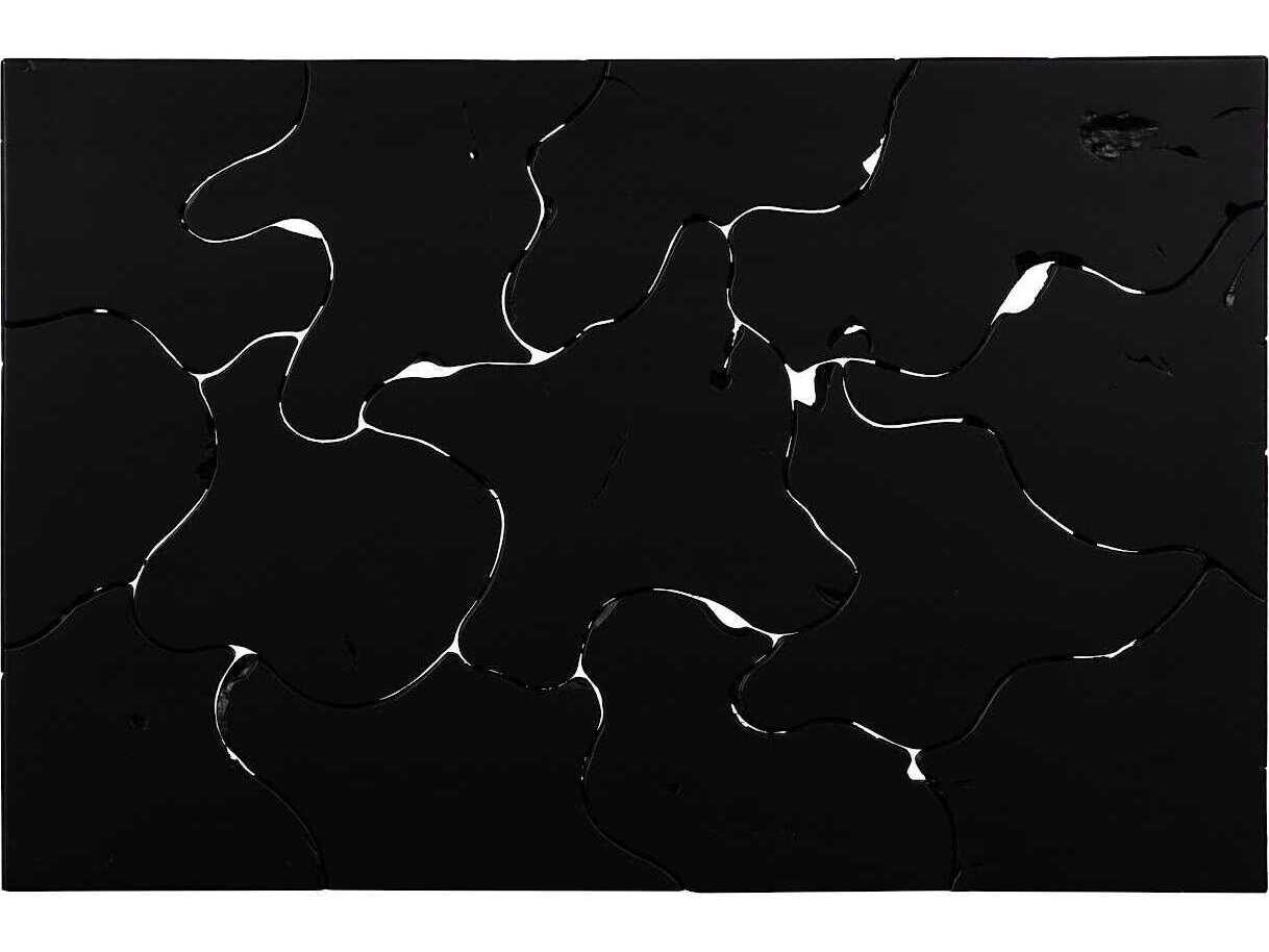 Phillips Collection Teak Slice Rectangular Wood Black Coffee Table