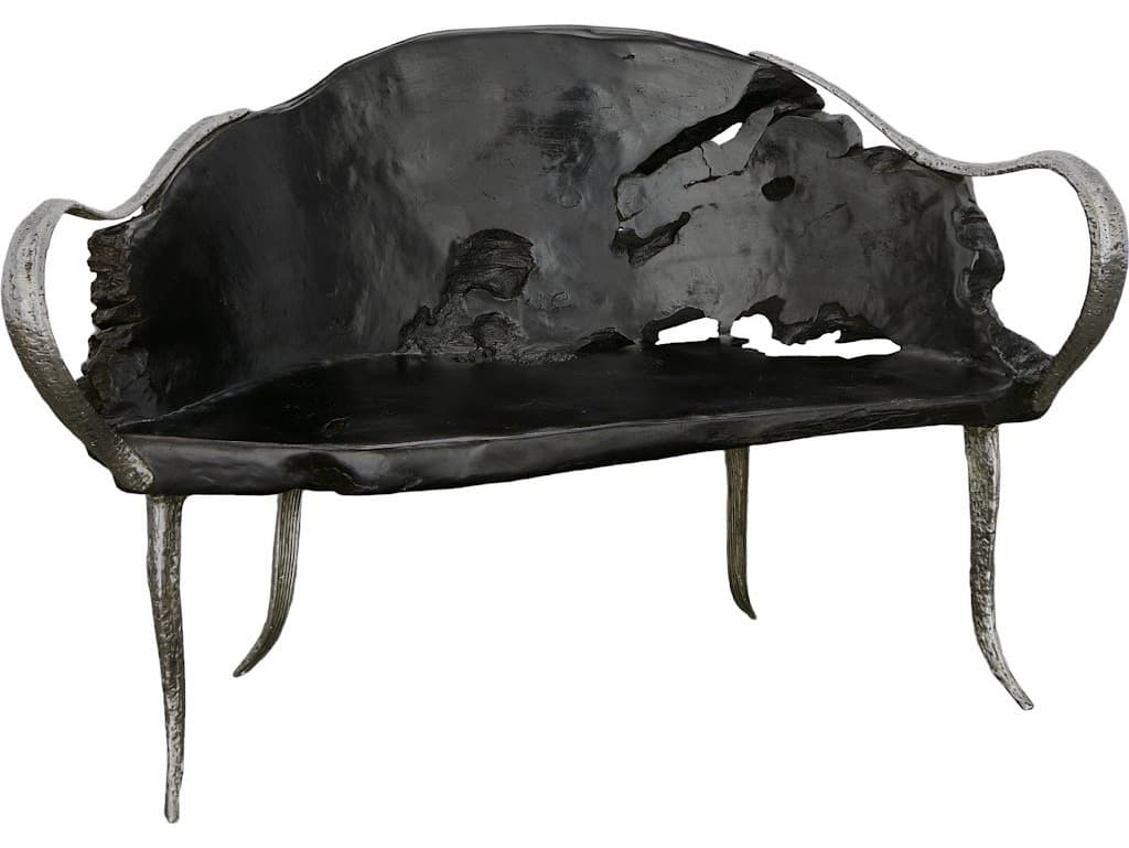 Phillips Collection Graven Black Brown Natural Accent Bench