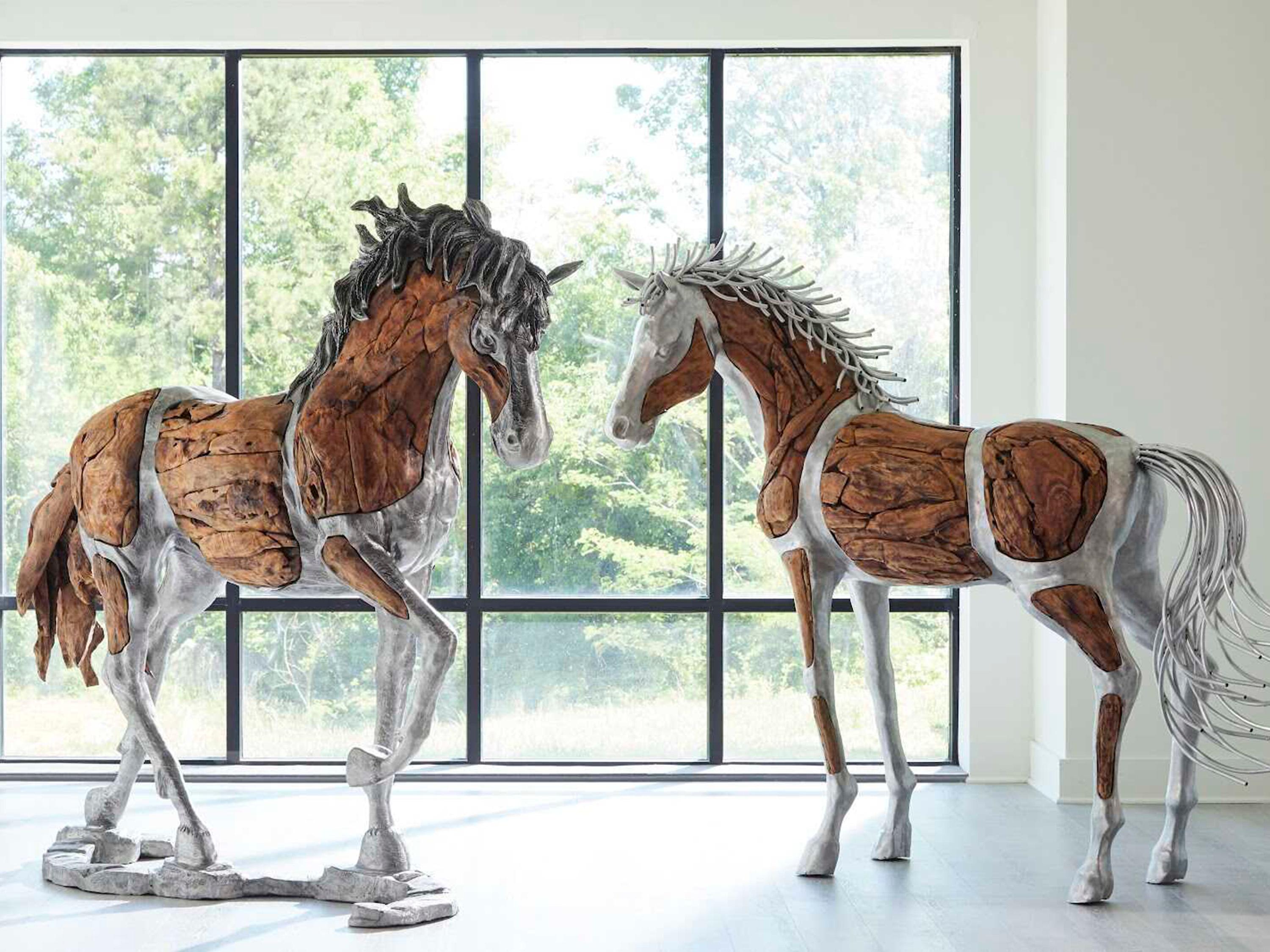Phillips Collection Silver Brown Standing Mustang Horse Woodland Sculpture