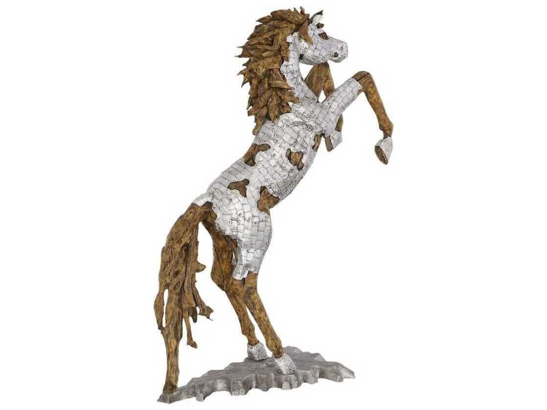 Phillips Collection Silver Brown Rearing Mustang Horse Woodland Sculpture