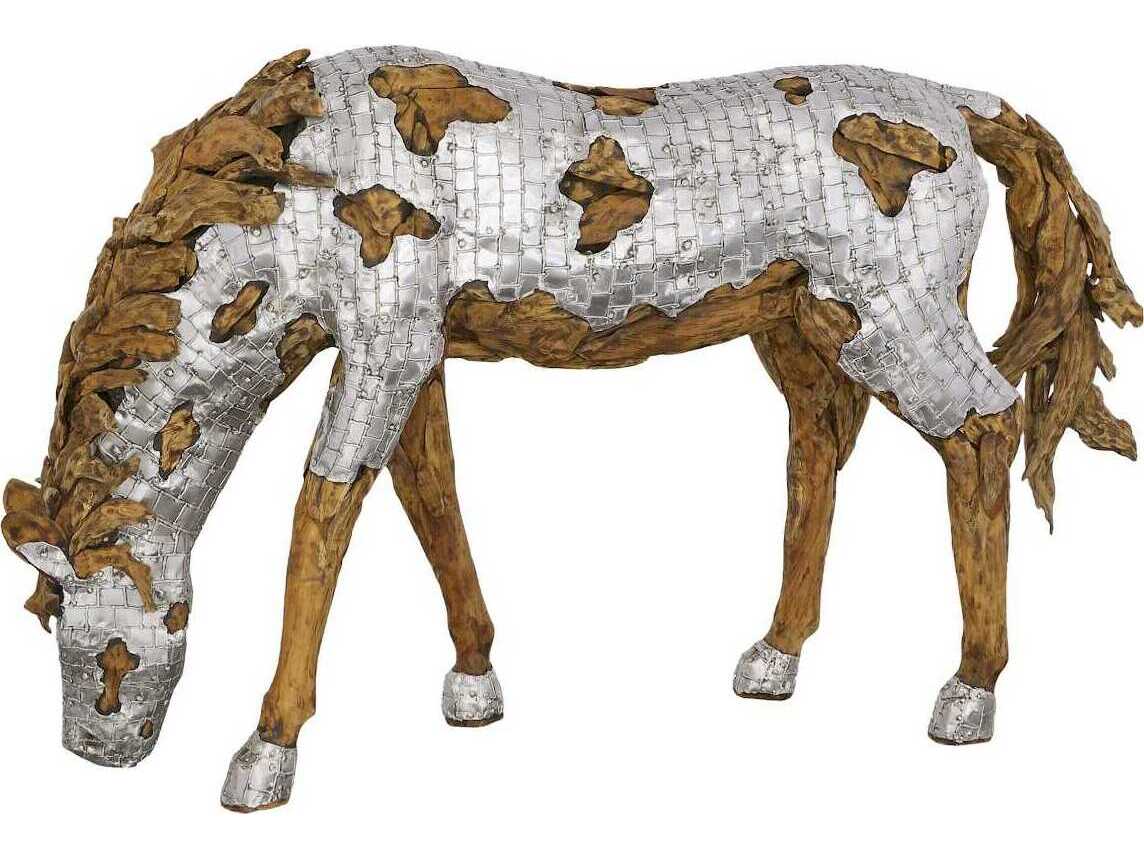 Phillips Collection Silver Brown Grazing Mustang Horse Woodland Sculpture