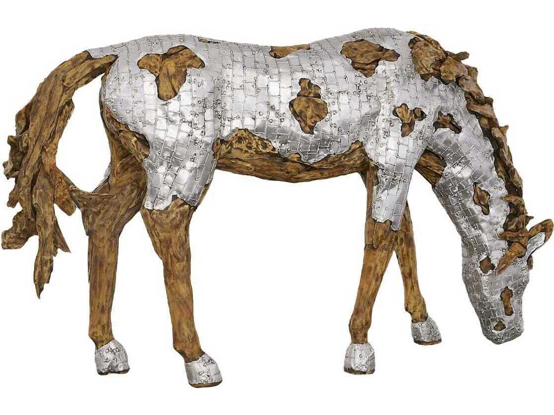 Phillips Collection Silver Brown Grazing Mustang Horse Woodland Sculpture