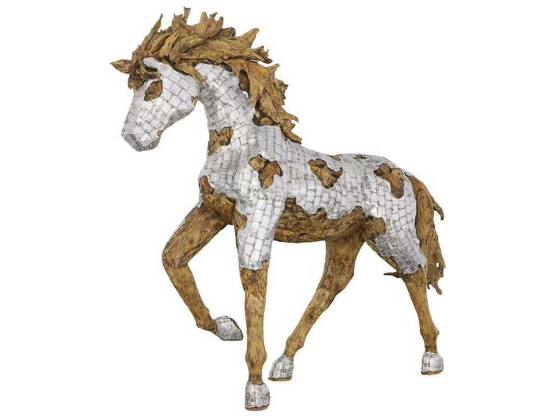 Phillips Collection Silver Brown Galloping Mustang Horse Woodland Sculpture