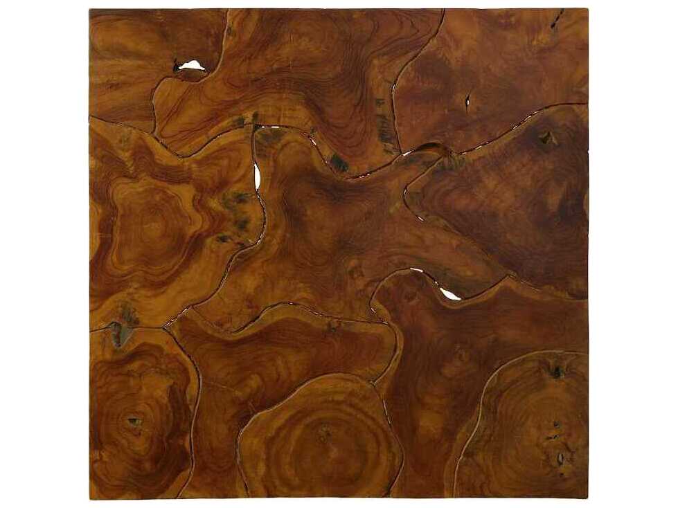 Luxecor Teak Slice Square Wood Red Brown Coffee Table