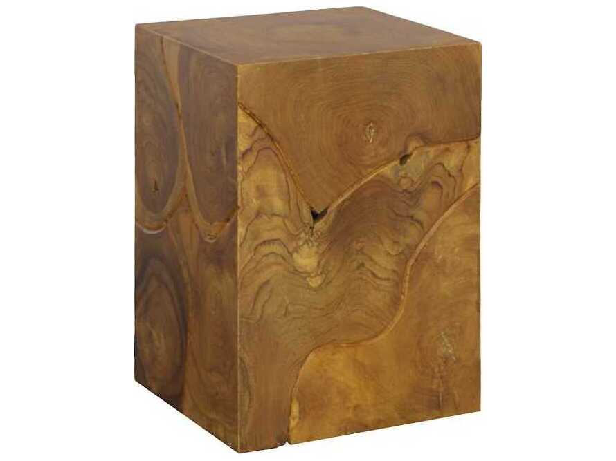 Phillips Collection Teak Slice Natural Brown Red Accent Stool