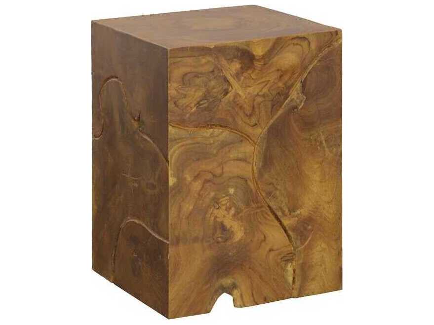 Phillips Collection Teak Slice Natural Brown Red Accent Stool
