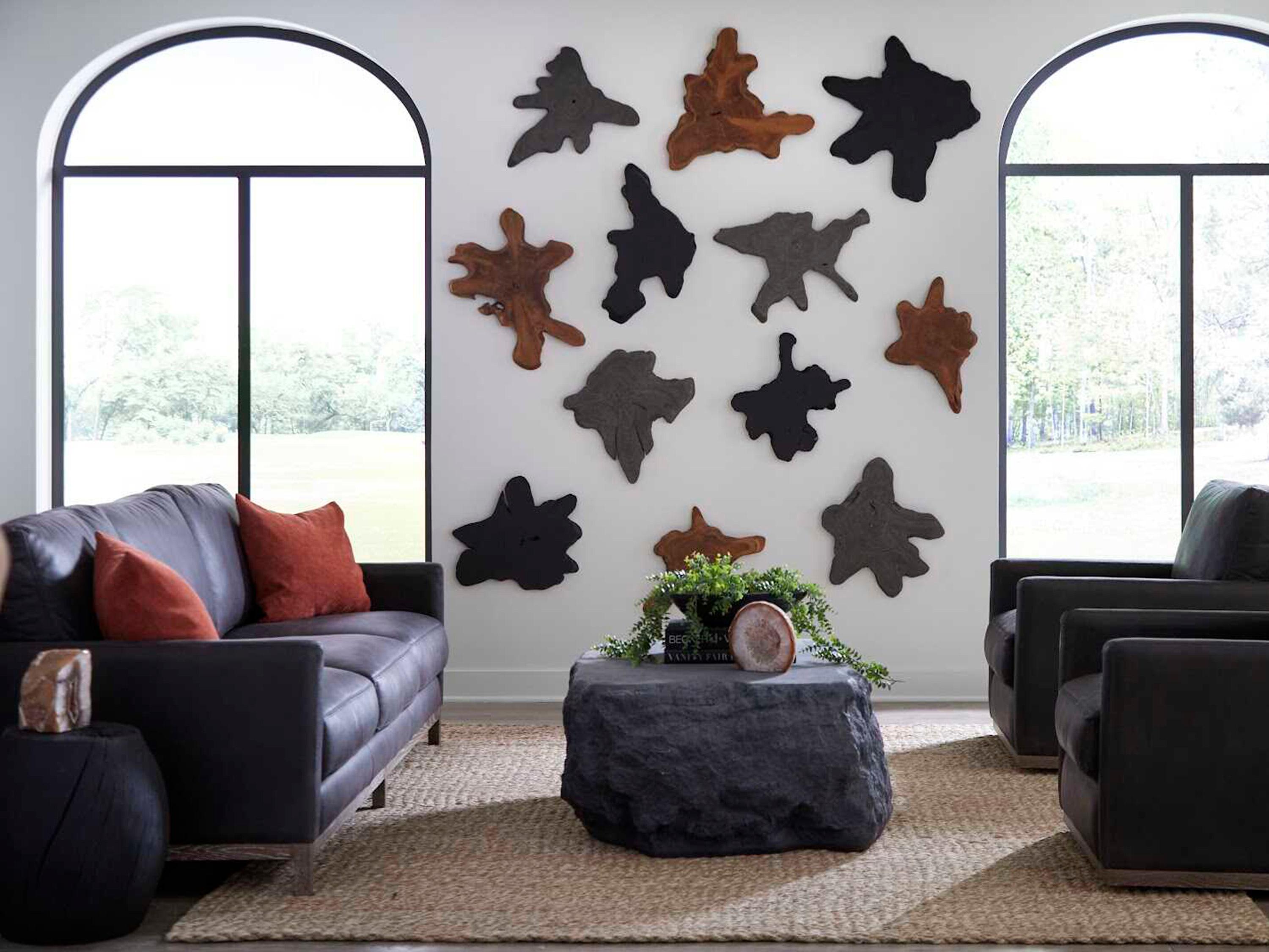 Phillips Collection Freeform Dark Gray Teak Wall Slice