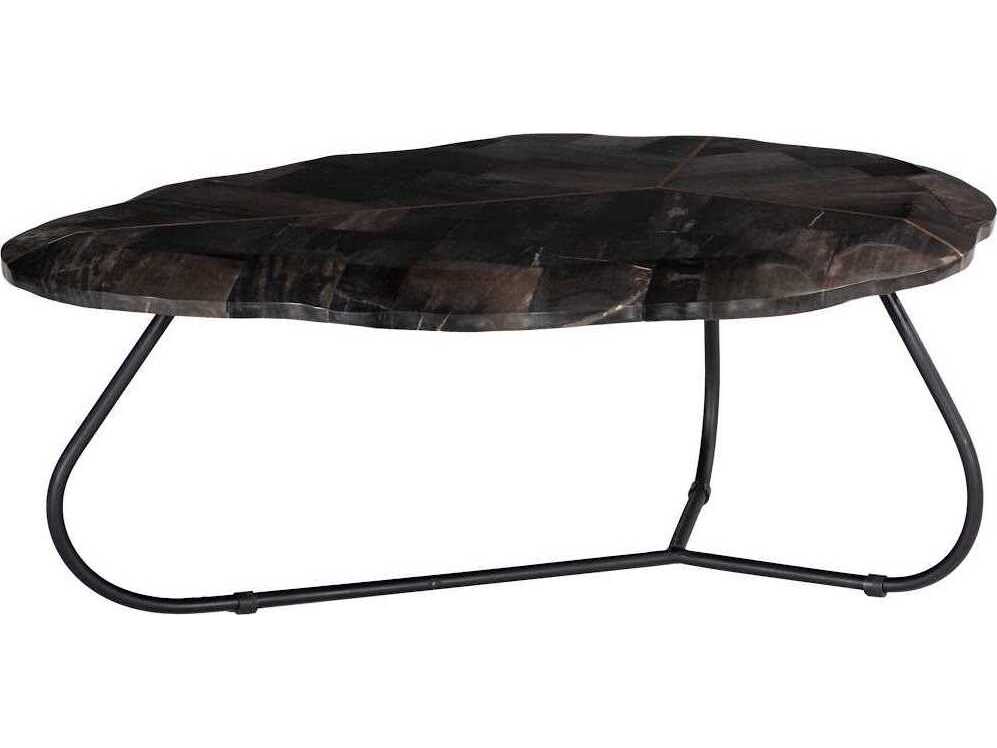 Phillips Collection Mosaic Leaf Petrified Wood Natural Black Gold Coffee Table