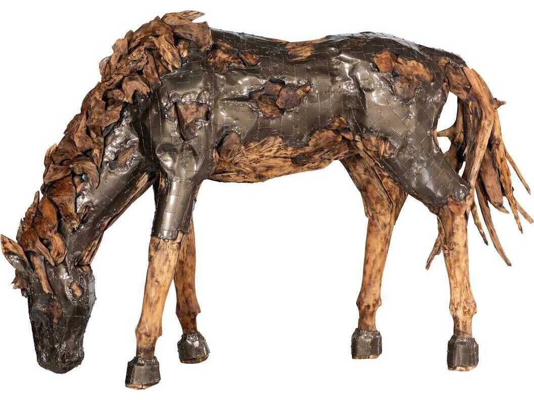 Phillips Collection Brown Mustang Grazing Horse Armored Sculpture