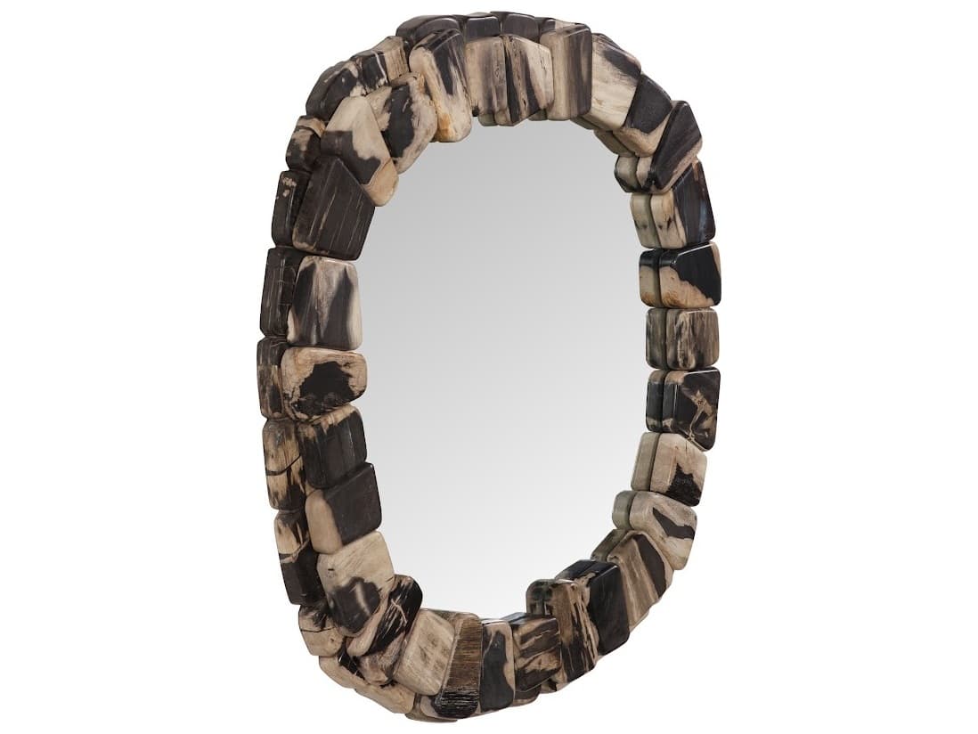 Phillips Collection Beige Black Wall Mirror Round