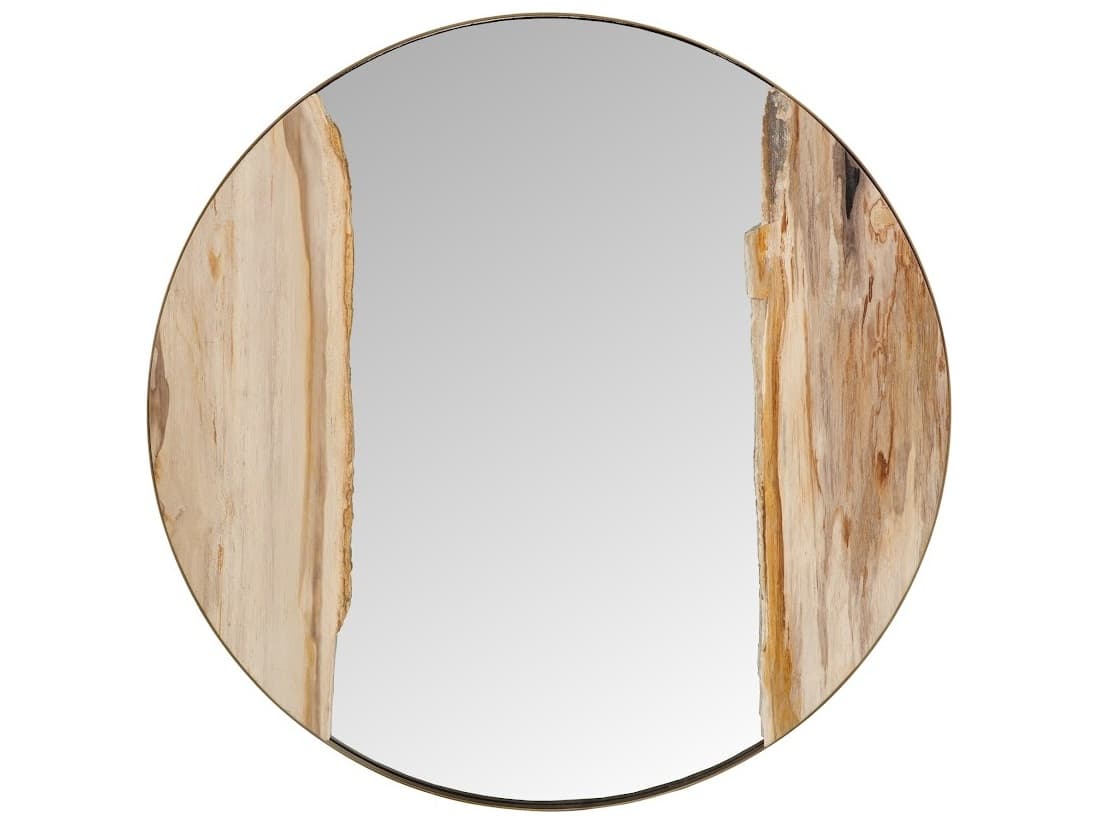 Phillips Collection Beige Brown Off White Wall Mirror Round